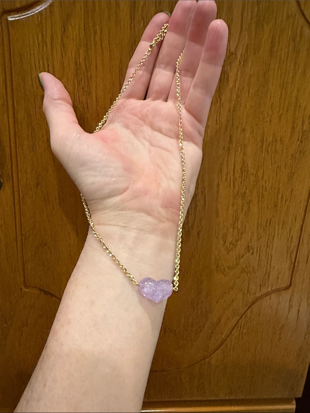 Gold Chain Necklace with Lavender Amethyst Bead